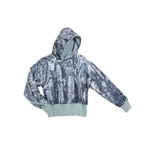 Habitual Girl Marley Crushed Velour Hooded Pullover In Grey Size 12 MSRP $56 - Picture 3 of 5